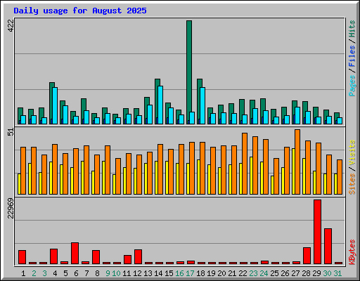 Daily usage for August 2025